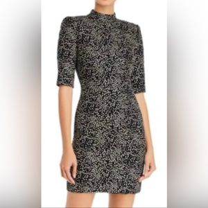 Alice + Olivia Black Metallic Mock neck mini dress.